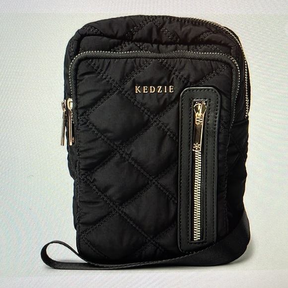 New! KEDZIE Cloud 9 Quilted Puffer Convertible Sling Bag Black - Picture 1 of 10